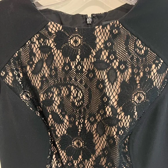 Adrianna Papell dress size 2P black and nude lace - Picture 3 of 5